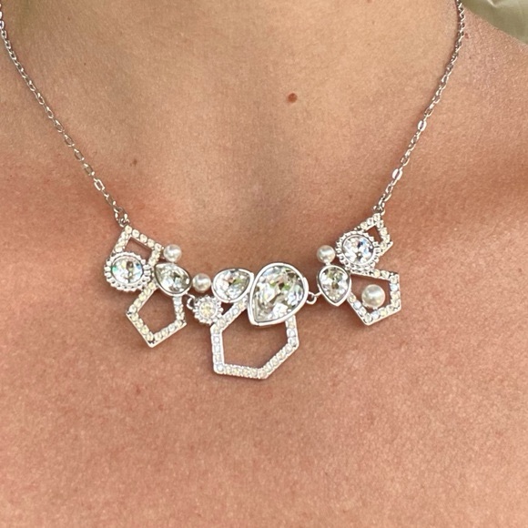 Touchstone Crystal by SwarovskiRetired edgy necklace rhodium with crystals